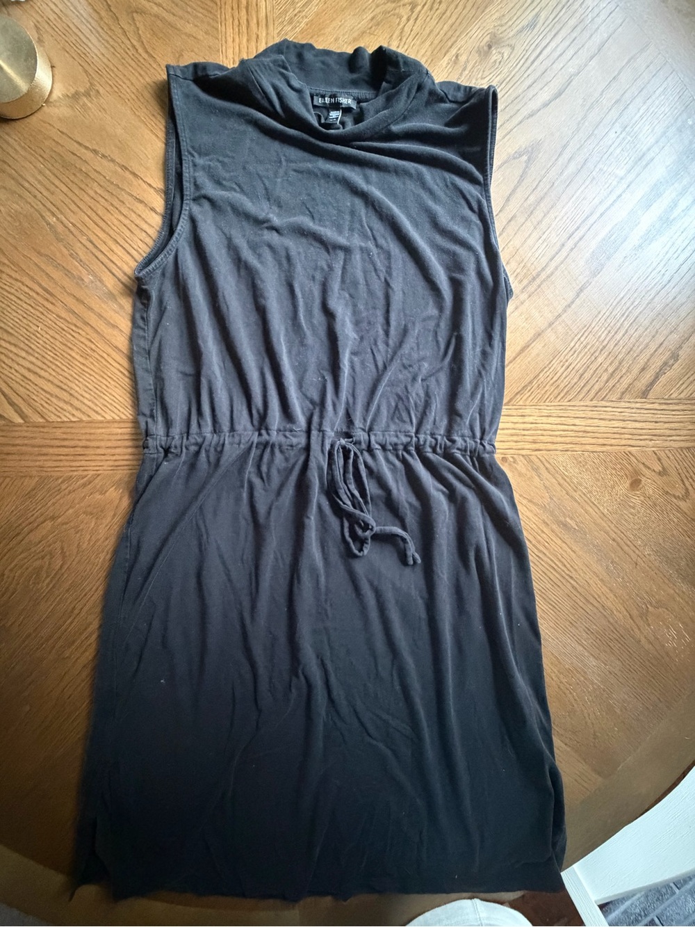 Eileen Fisher Black Sleeveless Midi Drawstring Dress